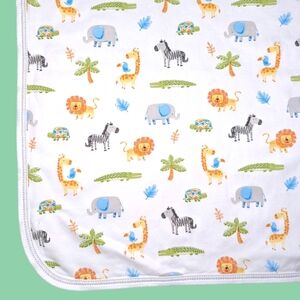 Kissy Kissy Baby Receiving Blanket Safari Giraffe Lion Zebra Turtle Pima Cotton
